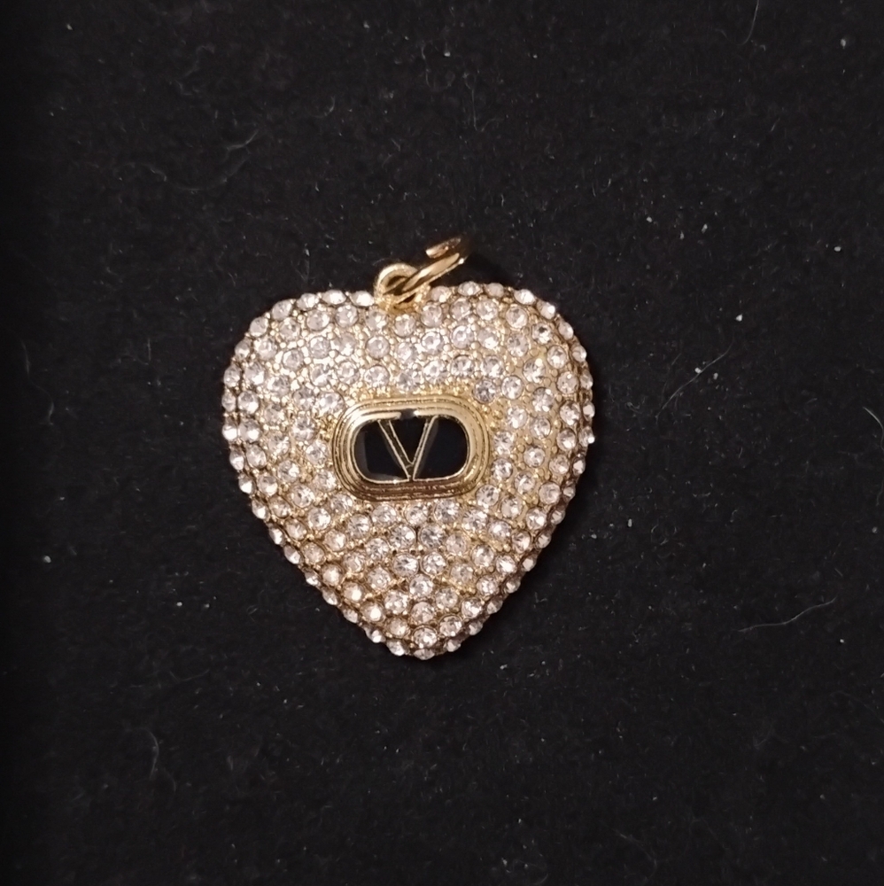 Upcycled Valentino Gold Heart Charm With Crystals
